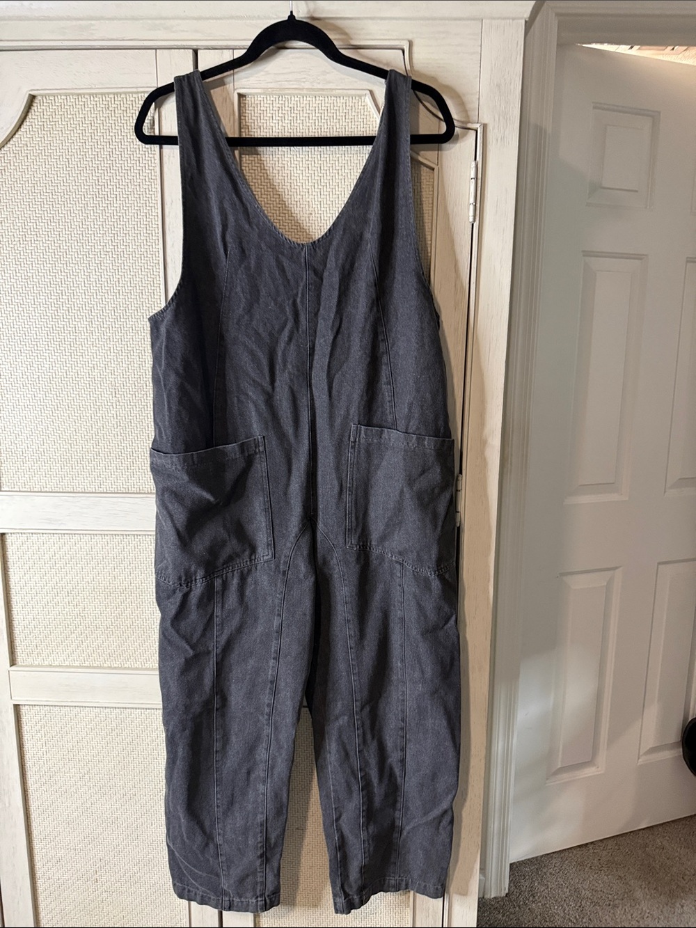 Millibon Charcoal Gray Sleeveless Utility Jumpsuit with Front Pockets